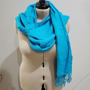 Aqua Blue Paisley Weave Pashmina Scarf